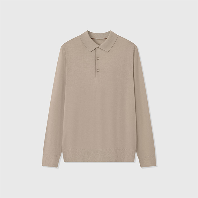 loro piana ice wish merino wool long sleeve polo shirt